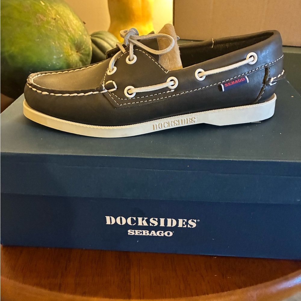 Sebago Docksides Navy and White Boat Shoes